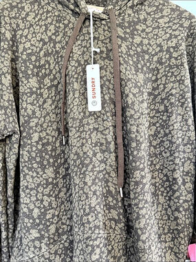 Sunday Floral Hoodie Gray & Pink Small NWT
